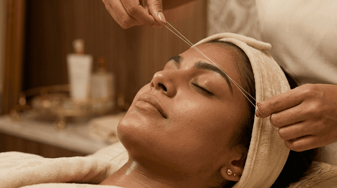 Threading services at Queens Beauty Academy KR Puram